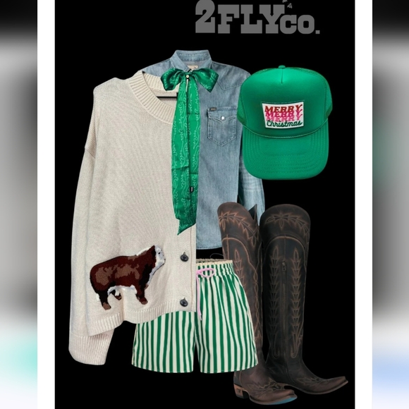 Two FLY Co. NWT Ranch Royalty * HEREFORD Chic Beige Cardigan Cattle Western - Picture 5 of 9